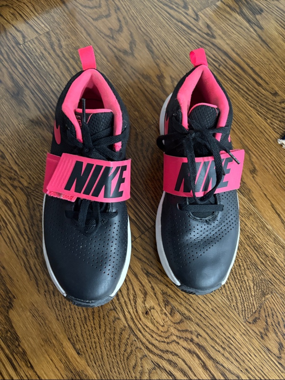 Nike Kids Black & Hot Pink Strap Athletic Sneakers